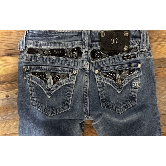 Miss Me Jeans Womens 26 Blue Denim Skinny Embellished Pockets JP50025K-2 - Picture 5 of 6
